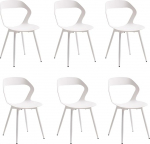 Komplekt 6 s&ouml;&ouml;gitoolist &otilde;&otilde;nes seljatoega k&ouml;&ouml;gitoolid Pol&uuml;prop&uuml;leenist iste ja rasked metalljalad (valge)