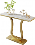 Generisch Moderner Konsolentisch in Marmoroptik mit U-f&ouml;rmigem Gestell, 120 cm hoch, Elegante goldene Metallbeine, ideal f&uuml;r Flur oder hinter dem Sofa, stilvolle Wohnaccessoires