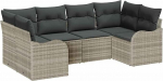 6-teiliges Garten Sofa Set mit Kissen Hellgrau Poly Rattan, 2-Sitzer Garten Sofa mit Kissen Hellgrau Poly Rattan Gartenlounge Model3345842