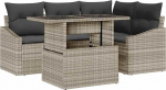 5-teiliges Garten-Sofa-Set mit Kissen in Hellgrau aus Poly Rattan Gartenlounge Model3348998