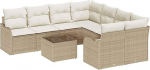 9-teilige Garten-Sofa-Garnitur mit Kissen Beige Poly Rattan, 2-Sitzer Garten-Sofa mit Kissen Beige Poly Rattan Gartenlounge Model3345641