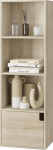 eSituro Bookcase Wall, Slim Shelf with Door, 4 Compartments, Standing Shelf, Cube Shelf for Living Room, Bedroom, Office, Light Oak