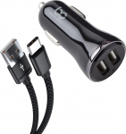 NWNK13 Kiire autolaadija Samsung A13 5G A53 5G A33 5G A23 5G mobiiltelefoni autolaadija 2 port USB autoadapteri kiirlaadimine 4.8A koos 1 m C-t&uuml;&uuml;pi USB-kaabliga Kiire kaabel A73 5G (must)