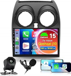 Hodozzy 2GB 64GB Android Autoradio Nissan Qashqai J10 2006-2016 jaoks koos juhtmevaba Carplay Android autoga, 2 DIN 9-tolline puuteekraaniga autoraadio koos Sat Nav DSP Bluetooth WiFi FM/RDS raadio tagurduskaameraga