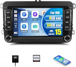 CAMECHO 4+64G Android 13 autoraadio VW Golf 5 6 Touran Polo Touran koos Carplay/Android Car/Mirrorlink, 7-tolline mahtuvuslik puuteekraan toetab WiFi/GPS/FM/Bluetooth/SWC