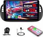 4G + 64G 9-tolline puuteekraaniga autoraadio Fiat 500 2007-2015, raadio koos juhtmevaba CarPlay ja Android autoga, GPS, WiFi, Bluetooth, RDS, FM, USB, SWC, mikrofon, tagurduskaamera.