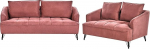 Hobro 5 Seater Sofa Set Fabric Red Quilted with Armrests Loose Back Cushions