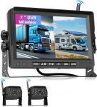VECHTEL 1080P traadita tagurduskaamera 7-tollise IPS-monitoriga, 2 auto tagantvaate kaamerakomplekt DVR, IP68 veekindel, &ouml;ine n&auml;gemine, DIY juhiliinid veoautole, bussile, kaubikule, matkaautole, maasturile, haagissuvilale