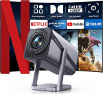 Miniprojektor 4K [Netflix Official|Dolby Audio] 600ANSI Smart Projector Kodukino Full HD 1080P Autofookus auto vertikaalne keystone korrektsioon 360&deg; p&ouml;&ouml;ratav WiFi6 Bluetooth l&uuml;hikese vahemaa projektor