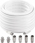 20 m 75 Ohm RG6 koaksiaalkaabel, F isendist F isendisse Kiire RG6 TV antennikaabel koos 6 tk laiendus&uuml;hendustega, kaablikarbi, TV, satelliidi, digitaalse ruuteri jaoks