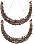 STOBAZA rotangist p&auml;rg Wrestshz Vines Wire Wreath Moon Shape Sign rotangist p&auml;rg Frame Moon kuju Garland Vine kunstlille Arrangements Ring pulm k&uuml;&uuml;nal raud 2 Pack