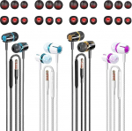 Juhtmega k&otilde;rvaklapid, 4 komplekti mikrofoni ja helitugevuse reguleerimise ja 12 paari asendusk&otilde;rvaklappe, m&uuml;raisolatsiooni ja s&uuml;gava bassi k&otilde;rvaklapid iPhone'ile, iPadile, nutitelefonile, MP3-m&auml;ngijale