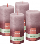 Bolsius Rustic Pillar Candles - Fading Metallic - Rose & Red - Pack of 4 - Long Burning Time 60 Hours - Uncented - Contains Natural Plant Wax - No Palm Oil - 13 x 7 cm.