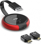 AIMIBO traadita HDMI saatja, 5G/2.4G traadita HDMI saatja, punane, 164ft/50m ulatus, Full HD striimimine, videovastuv&otilde;tja koos v&auml;lisantenniga TV/Live/Meeting/M&auml;ngude striimimiseks