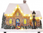 EMOS Leuchtendes Steinhaus mit Strassenlaterne, LED-Weihnachtsbeleuchtung zweist&ouml;ckiges Haus, warmwei&szlig;, f&uuml;r den Innenbereich IP20, batteriebetrieben (3x AA), Weihnachtsdekoration, 20,5x27cm