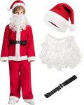 IKALI Kinder Santa Kost&uuml;m Weihnachten M&auml;dchen Jungen Weihnachtsmann Kost&uuml;m Kleid Outfit mit Hut Schuhe Deckung 3-10 Jahre
