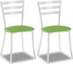 ASTIMESA SCMBLVE 2 Kitchen Chairs Metal Aluminium Faux Leather Green Altura de asiento 45 cm
