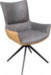 Riess Ambiente Alpine Swivel Design Chair Grey / Brown Black Metal Legs Armrests Dining Room Chair with Swivel Function