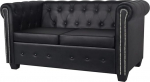 Festnight Sofa 2 Seater Retro Couch Chesterfield Sofa Faux Leather Living Room Sofa Lounge Sofa Living Room Bedroom Room Sofas & Couches Black