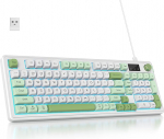 SOLIDEE 96% membraaniklaviatuur juhtmevaba, juhtmega / Bluetooth 5.0 / 2.4GHz tihendiga klaviatuur ja RGB taustavalgustus, 98 klahvi mehaanilise tunnetusega ja vaikne (lumeroheline)