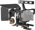 Andoer C500 Camera Rig Alumiinium sulamist komplekt koos Camera Cage, Matte Box + Follows, Follow Focus + k&auml;epide + 15 mm varras, Camera Recorder Video Cage Rig paigalduskomplekt filmi Panasonic GH4 jaoks