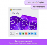 Microsoft 365 Family | 1 aasta | bis zu 6 Person | Office Apps mit KI | bis zu 6 TB Cloudspeicher | Amazon Abonnement mit automatischer Verl&auml;ngerung