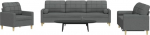 Juroupi 3-Piece Sofa Set with Decorative Cushion Sofa Living Room Sofa Set Sofas for Living Room Dark Grey Fabric