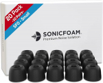 SONICFOAM Memory Foam k&otilde;rvaklappide otsad - Premium m&uuml;raisolatsiooniga vahetus vahtk&otilde;rvaklappide otsad 20 pakki k&otilde;rvaklappidele (SF0 Small, must)