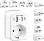 Rahvusvaheline reisiadapteri komplekt 4 USB (2 USB-C) t&uuml;&uuml;p A/B/C/D/G/I/J/L/M universaalne maailma reisiadapter USA/Euroopa/&Uuml;hendkuningriigi/Edela-Aafrika/Jaapani/Itaalia/&Scaron;veitsi/Austraalia/India jaoks