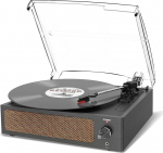 Vin&uuml;&uuml;lplaadim&auml;ngija koos k&otilde;lariga, Vintage plaadim&auml;ngija vin&uuml;&uuml;lplaatide jaoks, rihmaga plaadim&auml;ngija tugi 3-Speed, AUX-in, RCA Line LP Vinyl Player, Retro Black