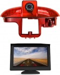 HD Kolmas katusepidurikaamera pidurituledega parkimiskaamera tagurduskaamera komplekt &ouml;ine n&auml;gemine + 5-tolline monitor Fiat Talento Primastar Trafic, Opel Combo, Vauxhall Vivaro A (2001-2014) jaoks.