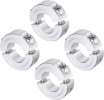 QUARKZMAN 4 pieces double split clamping ring for 3/4 inch shaft, two-piece clamping ring, 1-1/2 inch outer diameter, 1/2 inch thickness, aluminium alloy with grub screw gap clamp ring