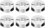 sourcing map Double Split Shank Collar, 17mm Bore Two Piece Clamp Collar, 35mm OD, 12mm Thickness, Aluminum Alloy, Screw Gap Collar, Pack of 6