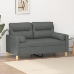 JUNZAI 3200814 2-Seater Sofa with Decorative Cushions Dark Grey 120 cm Fabric, Sofas & Couches, Sofa Living Room, Sofa for Teenager's Room, Relaxing Sofa, Sofa for Bedroom, Upholstered Sofa
