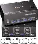 KVM Switch 2 PC 3 monitori 8K @ 60Hz, MLEEDA HDMI Displayport KVM Switch kolmekordne monitor 2 PC osadele, 3 monitorile ja 4 USB 3.0 seadmele, 12 V DC toiteallikaga, juhtmega kaugjuhtimispuldiga ja 2 USB-ga