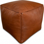 Vaata Hea ruudukujuline nahast pouf - K&auml;sitsi valmistatud - tarnitakse t&auml;idetud - Ottoman Bean Bag jalahoob (karamellpruun)