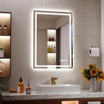 Koonmi 70 x 50 cm LED-vannitoa peegel - 3 reguleeritavat valgustusrežiimi, valgustatud intelligentne vannitoa peegel eesmise ja tagumise valgusega, m&auml;lufunktsiooniga, seinale paigaldatav horisontaalne ja vertikaalne