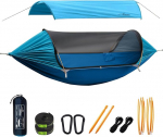 Camping Hammock telk koos s&auml;&auml;sev&otilde;rgu ja eemaldatava p&auml;ikesekaitsega, 270 x 140 cm, 4-in-1 funktsioon, &uuml;likerge Hammock Outdoor, Bivouac Ground Tent &otilde;ues, matkamine ja reisimine