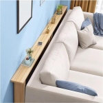 Schmaler Sofatisch, 2er-Set, helles Walnuss & Schwarz, 85 cm, Eingangsbereich, Schreibtisch f&uuml;r Wohnzimmer, B&uuml;ro, Flur, schlanke Konsole hinter der Couch, stilvolle Aufbewahrungsl&ouml;sung