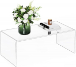 Paks akr&uuml;&uuml;list kohvilaud elutuppa V&auml;ike kaasaegne minimalistlik ristk&uuml;likukujuline selge k&uuml;ljelaud Lihtne puhastada ja turvaline &uuml;mardatud servadega (34,6 "D x 16,9" D).