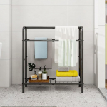 3-astmeline metallist r&auml;tikukangas, v&auml;ike vabalt seisev r&auml;tikuhoidja vannituppa, ruumi s&auml;&auml;stmine, magamistuba, vannituba, basseiniriiul (must, 70 x 27 x 76 cm)