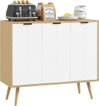 HOMCOM Lowboard Storage m&ouml;&ouml;bel Reguleeritavad riiulid 2 kapid 4 uksed S&otilde;rmk&auml;si muster k&ouml;&ouml;k s&ouml;&ouml;gituba elutuba 91,5 x 35 x 77,4 cm Valge ja naturaalne puit