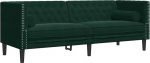 vidaXL Chesterfield diivan koos polsterdustega, 3-kohaline, diivan koos k&auml;etugede, seljatoega, tugijalgadega, polsterdatud diivan elutuppa, diivanikomplekt, tumeroheline velvet