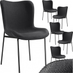 tectake&reg; 6 polsterdatud tooli komplekt k&ouml;&ouml;gi, s&ouml;&ouml;gilaua, tugitooli, garderoobi, kokteilitooli, elegantsete s&ouml;&ouml;gitoolide v&otilde;i elutoa toolide komplekt elegantseks s&ouml;&ouml;miseks - kootud kangast must/musta