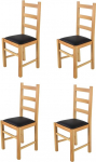 t m c s Tommychairs Rustica toolid k&ouml;&ouml;ki ja s&ouml;&ouml;gituppa, vastupidav struktuur p&ouml;&ouml;gipuidust, lakitud naturaalses v&auml;rvitoonis ja musta kunstnahaga polsterdatud istmega, 4 tk komplektis