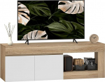 HOMCOM TV-M&ouml;bel 140 cm, TV-M&ouml;bel f&uuml;r Fernseher bis 60 Zoll mit 2 sanft schlie&szlig;enden T&uuml;ren und offenem Fach, moderne TV-Bank f&uuml;r Wohnzimmer, Schlafzimmer, Naturholzeffekt