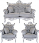 Casa-Padrino Baroque Living Set Master Grey/Silver - 2-kohaline diivan + 2 tugitooli