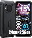 Blackview BV6200 Plus Android 15 T&eacute;l&eacute;phone Portable Incassable 2025, 24Go+256Go/2TB T&eacute;l&eacute;phone D&eacute;bloqu&eacute;, 11000mAh, 16MP Cam&eacute;ra AI, 6.56 Inch HD+ nutitelefon Incassable Etanche,4G,GPS,NFC, OTG, FM, mustanahaline