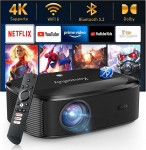 4K projektor WiFi ja Bluetoothiga - Konsoefuly projektor integreeritud Netflixi/Prime Video/YouTube'iga, toetus &uuml;le 100 000 rakendusele.