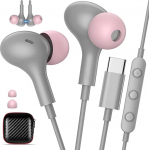 TOPAUX USB C k&otilde;rvaklapid koos kaabliga iPhone 17, Air, 16e 15 Pro Max Plus, k&otilde;rvaklapid USBC koos mikrofoniga Xiaomi Redmi Note 14 jaoks, C-t&uuml;&uuml;pi k&otilde;rvaklapid Samsung Galaxy A56 A17 A16 A36 Google jaoks